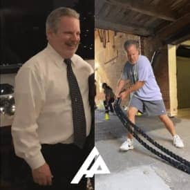 Before and after photos of a man after attending Apex Gyms HIIT Bootcamp