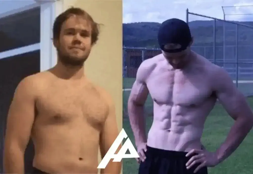 before-and-after visual of a male athlete, illustrating the impactful results from Apex Performance Gym's nutrition program